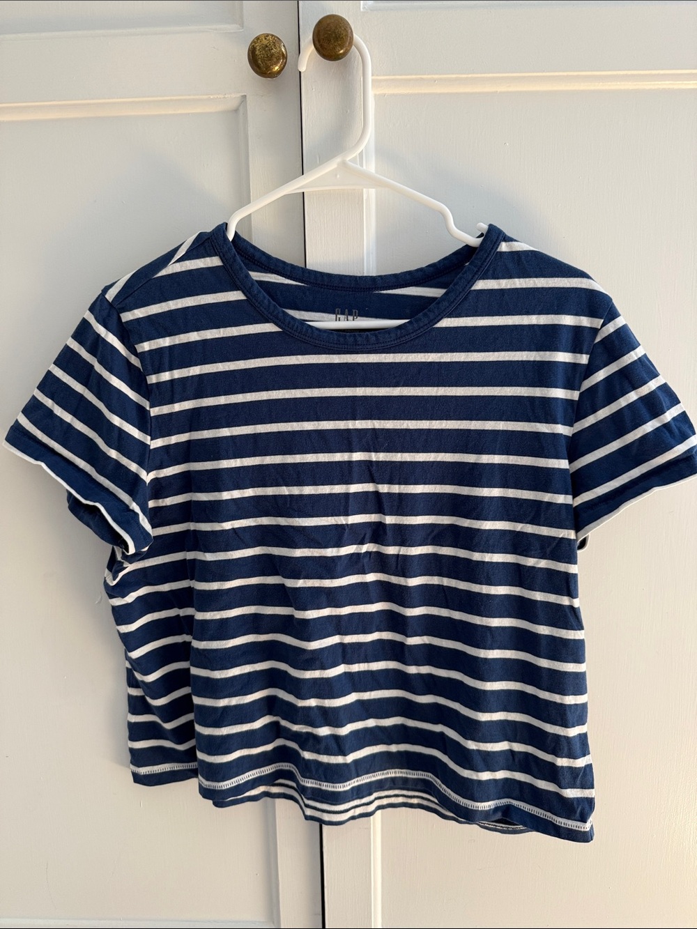 GAP Navy and White Striped Short Sleeve Tee